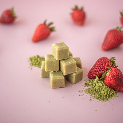 Strawberry Matcha Sugar Scrub Cubes